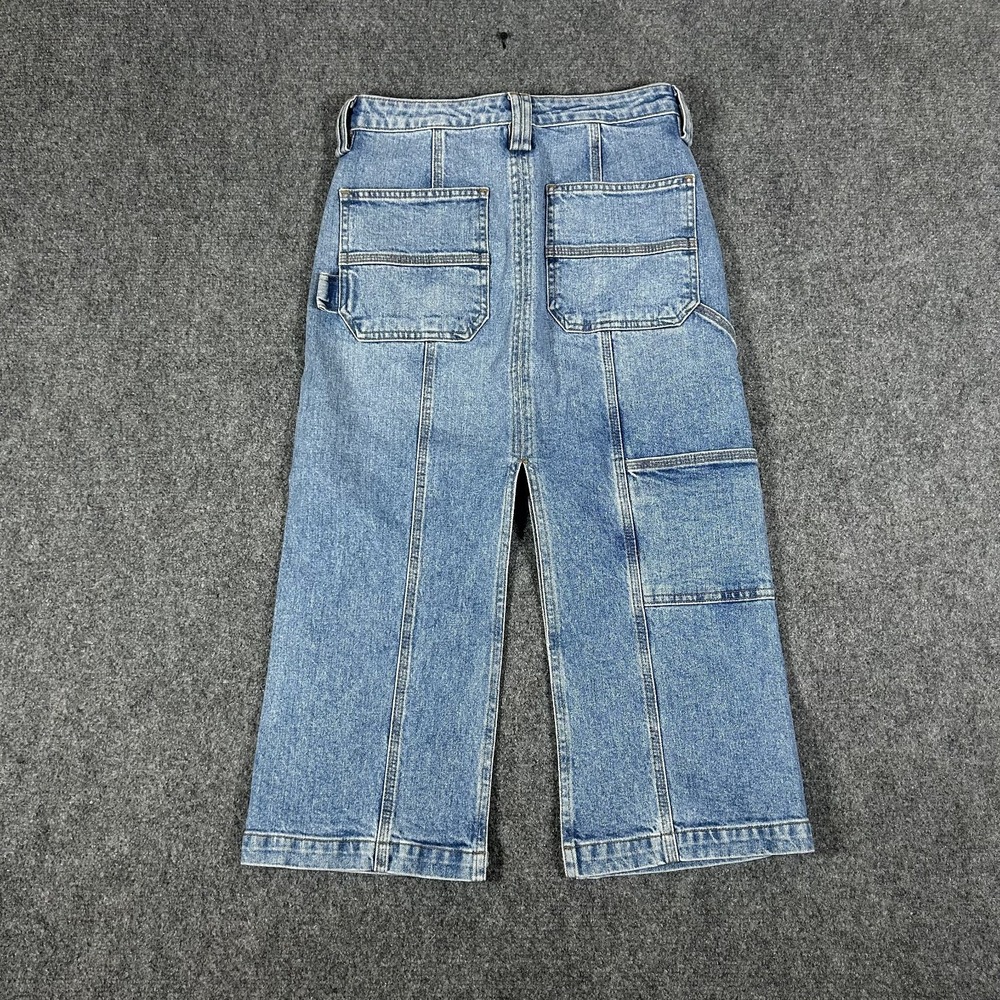 ALC Alden Denim Midi Skirt Paneled Medium-wash front split hem Women's 4 #2947 - Picture 3 of 9